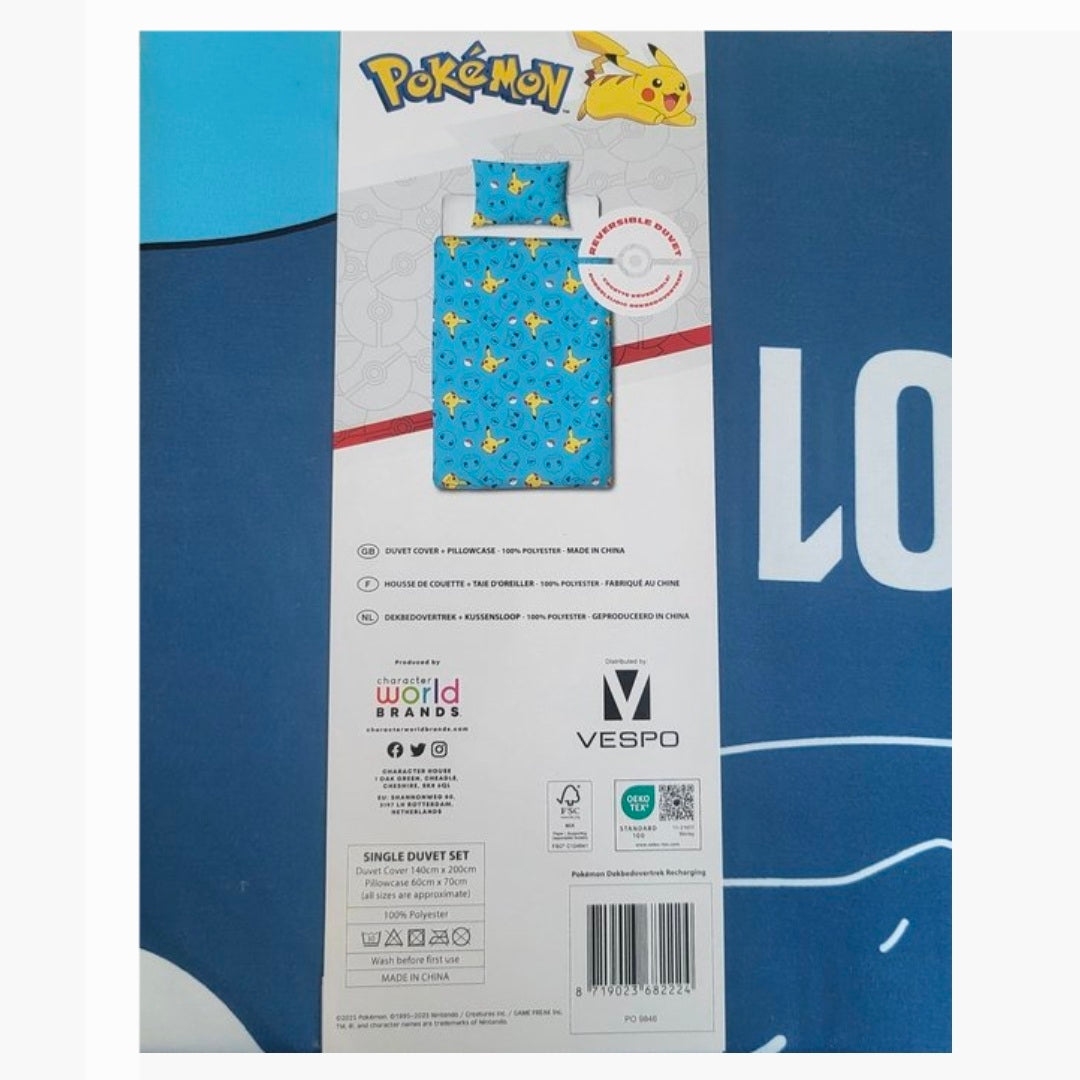Pokemon: 1P. Dubbelzijdig Dekbedovertrek 140×200