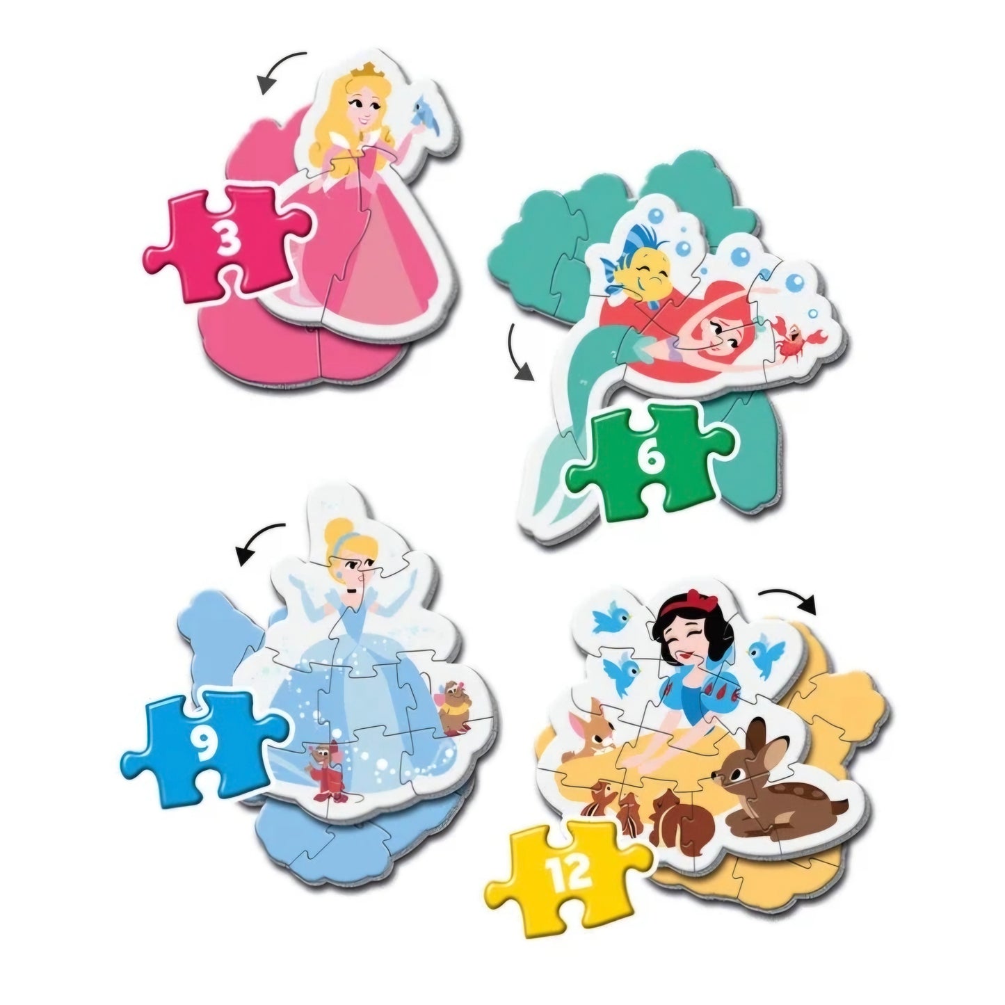 Clementoni: My First Puzzel - Disney Princess - 3 + 6 + 9 + 12