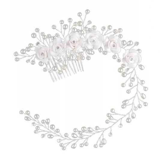 Bruids Haardecoratie Bloemen met witte parels OP=OP