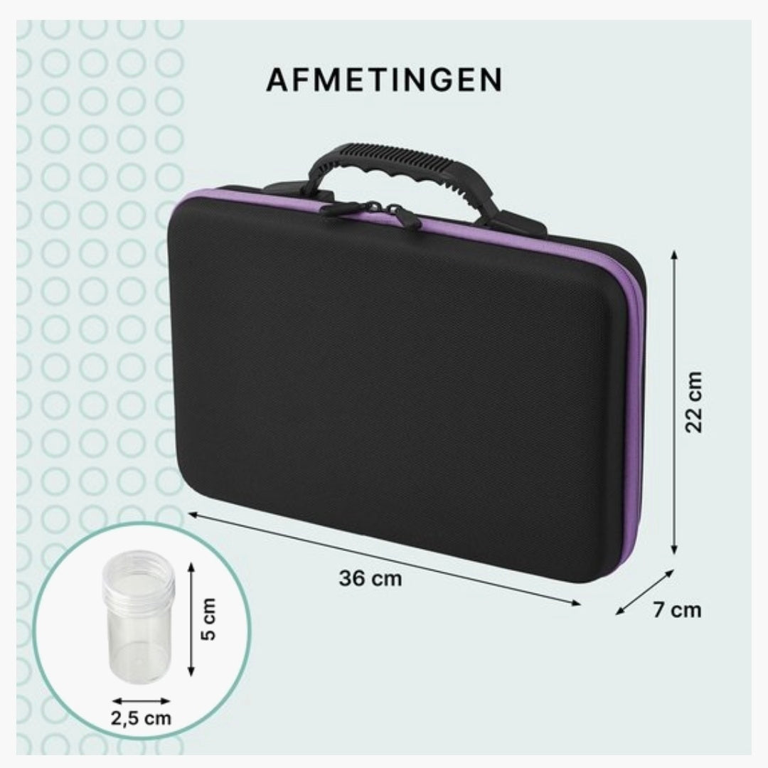 Opbergkoffer + 60 potjes - Zwart/Paars