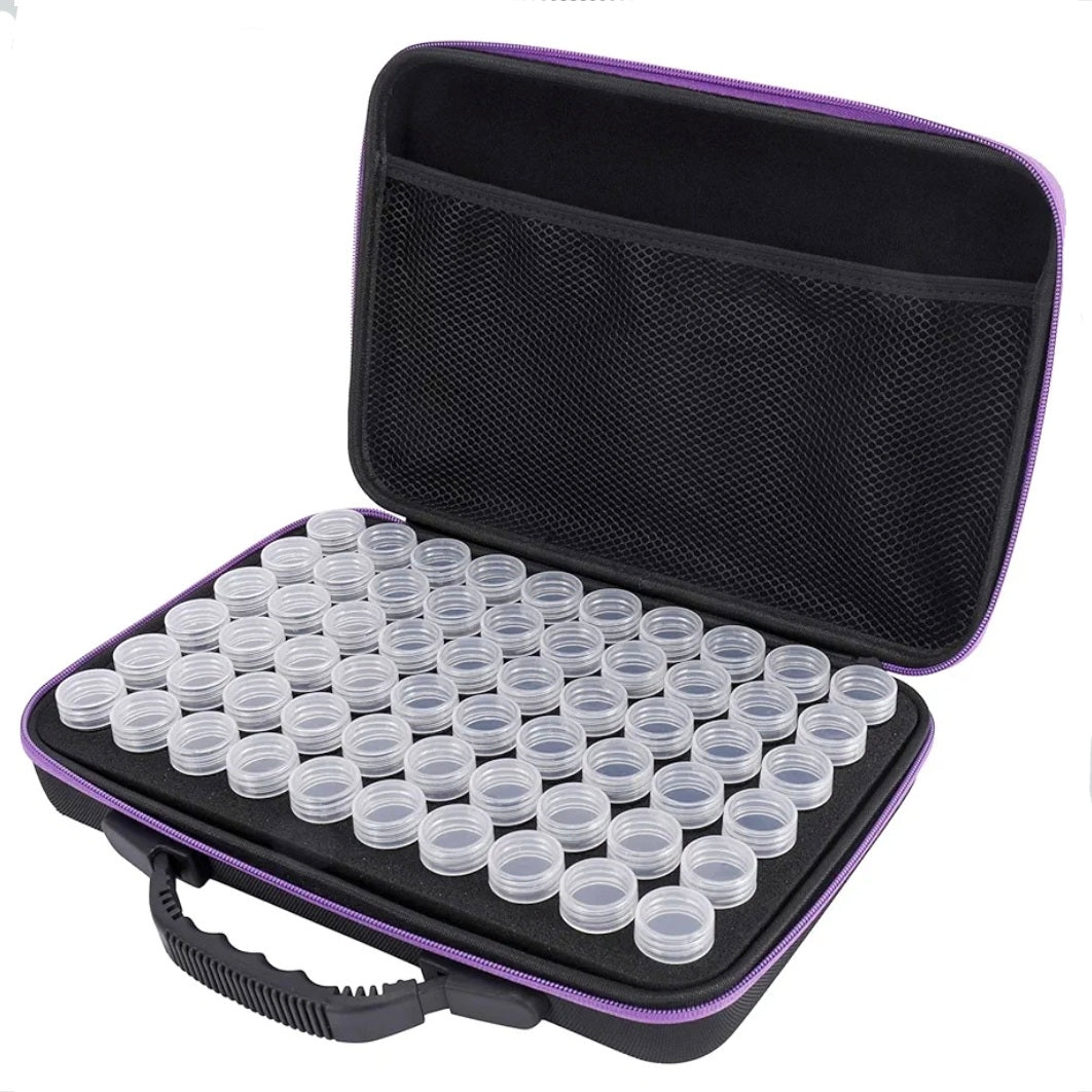 Opbergkoffer + 60 potjes - Zwart/Paars