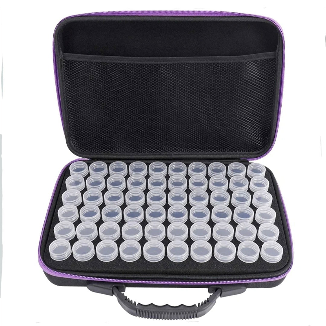 Opbergkoffer + 60 potjes - Zwart/Paars