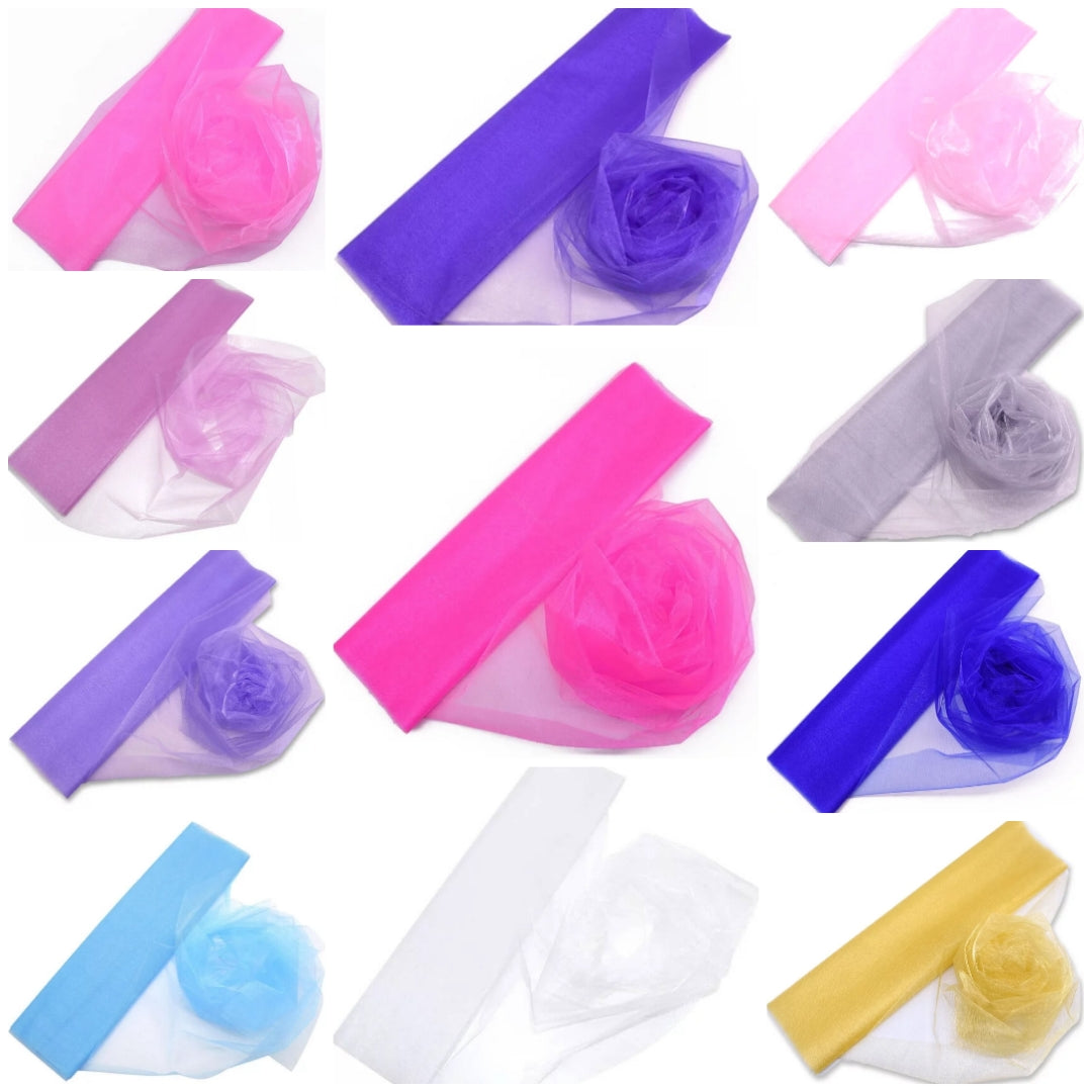 0,5 x 10m Organza - diverse kleuren OP=OP