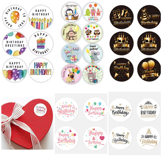 50 Happy Birthday stickers - Diverse soorten