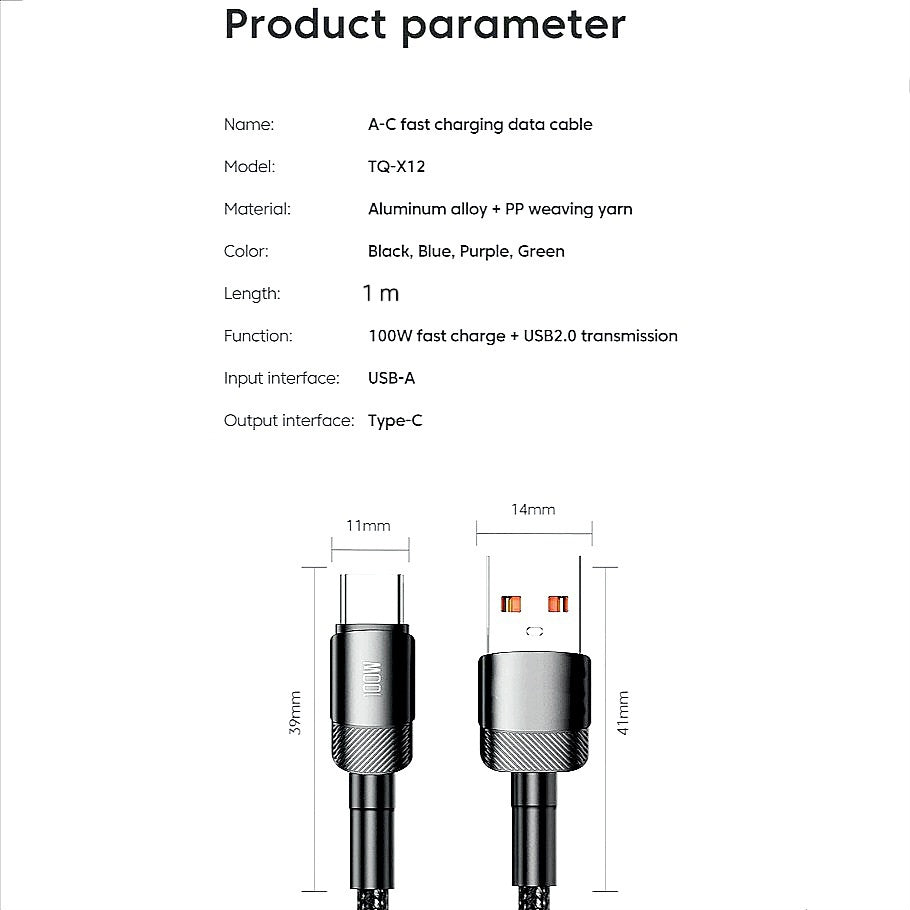 USB-C Oplaadkabel - 1 Meter