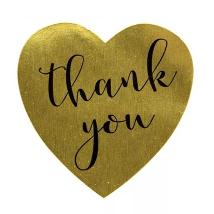 2,5cm Thank You Stickers - Diverse Soorten