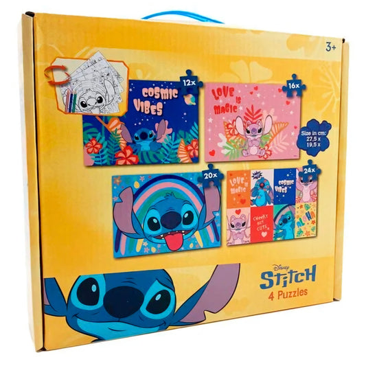 Disney Stitch: 4 Puzzels - 12+16+20+24