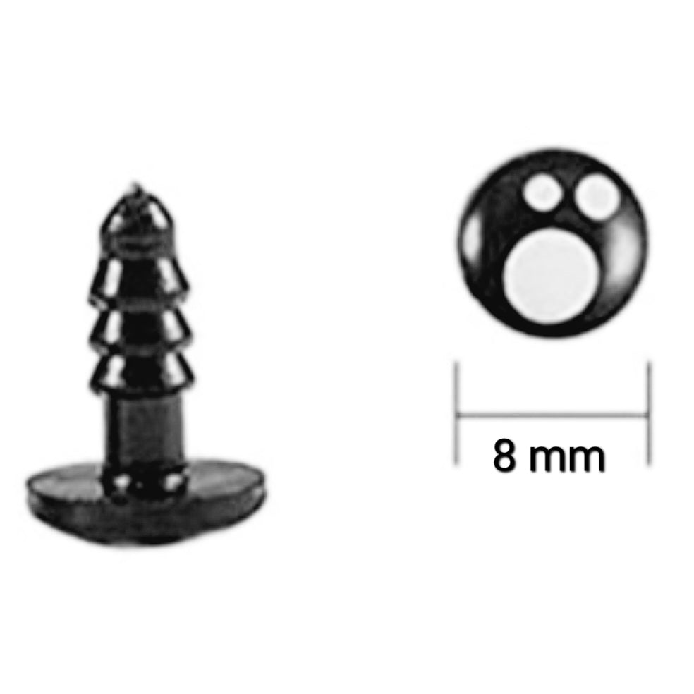 Veiligheidsoogjes zwart wit - diverse afmetingen