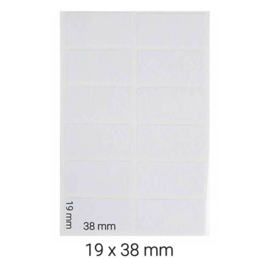 19x38mm Witte Etiketten (50 Stuks) - Multiplaza