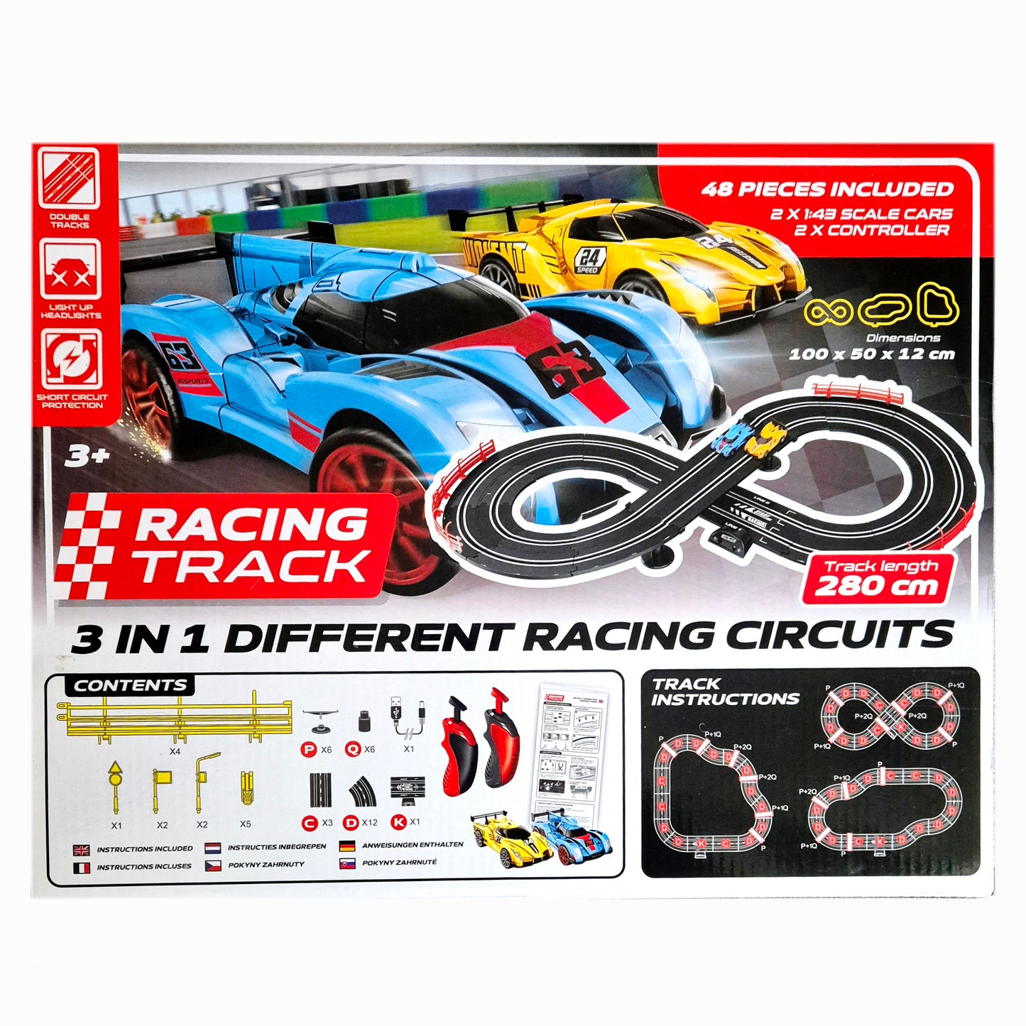 Racing Track: 3-in-1 Different Racing Circuits Racebaan - 280m
