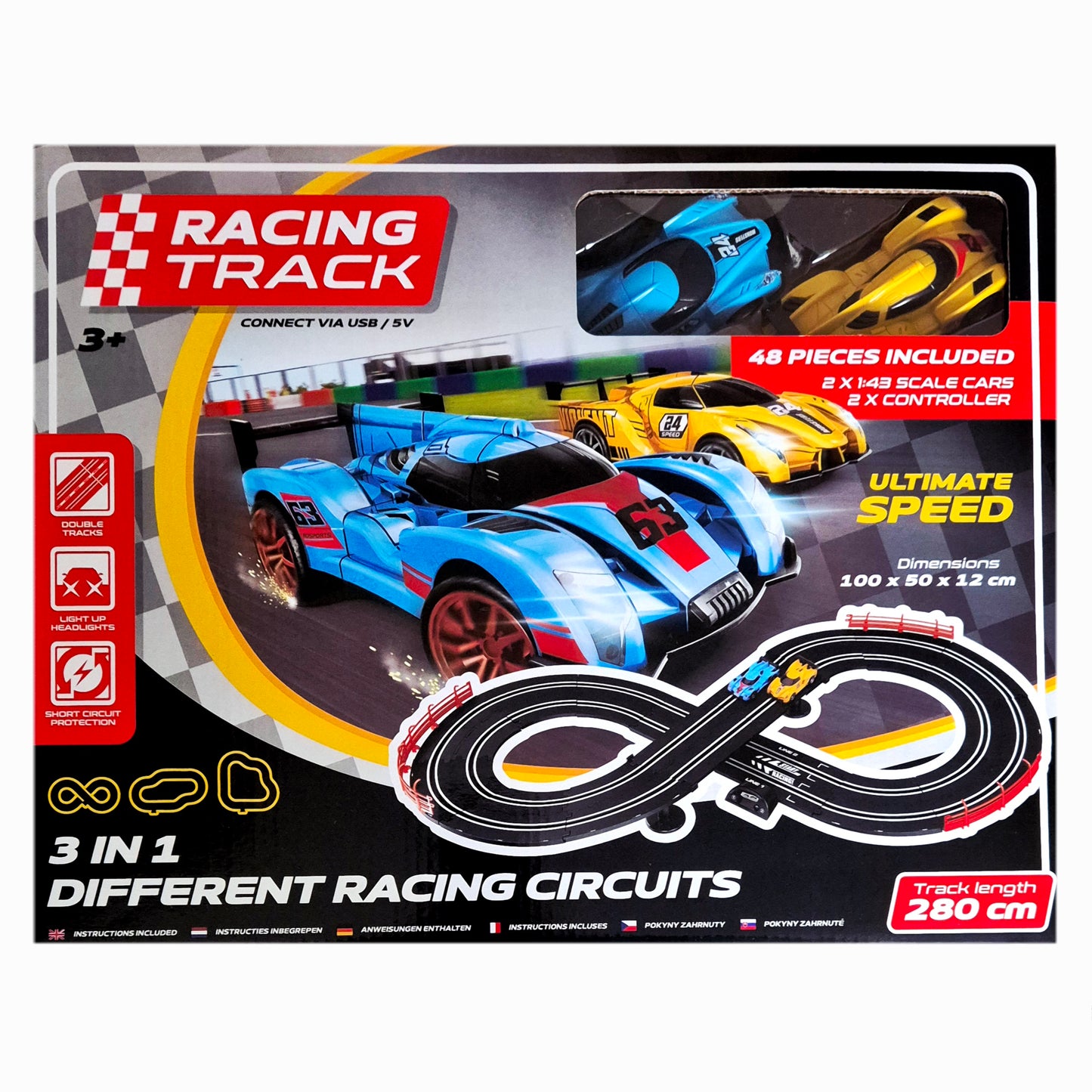 Racing Track: 3-in-1 Different Racing Circuits Racebaan - 280m