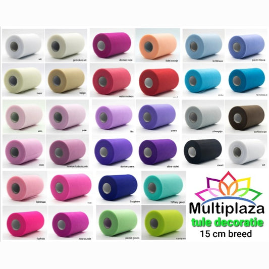 15cm Tule - Prijs per meter  (Diverse kleuren)