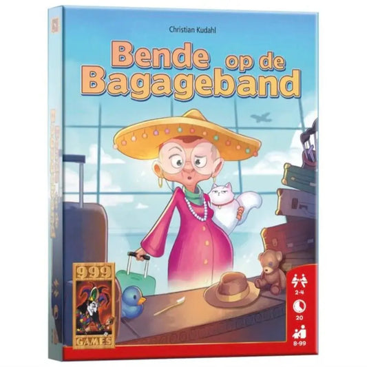Speldoos van 999 Games Bende op de Bagageband met oma Toos bij een bagageband