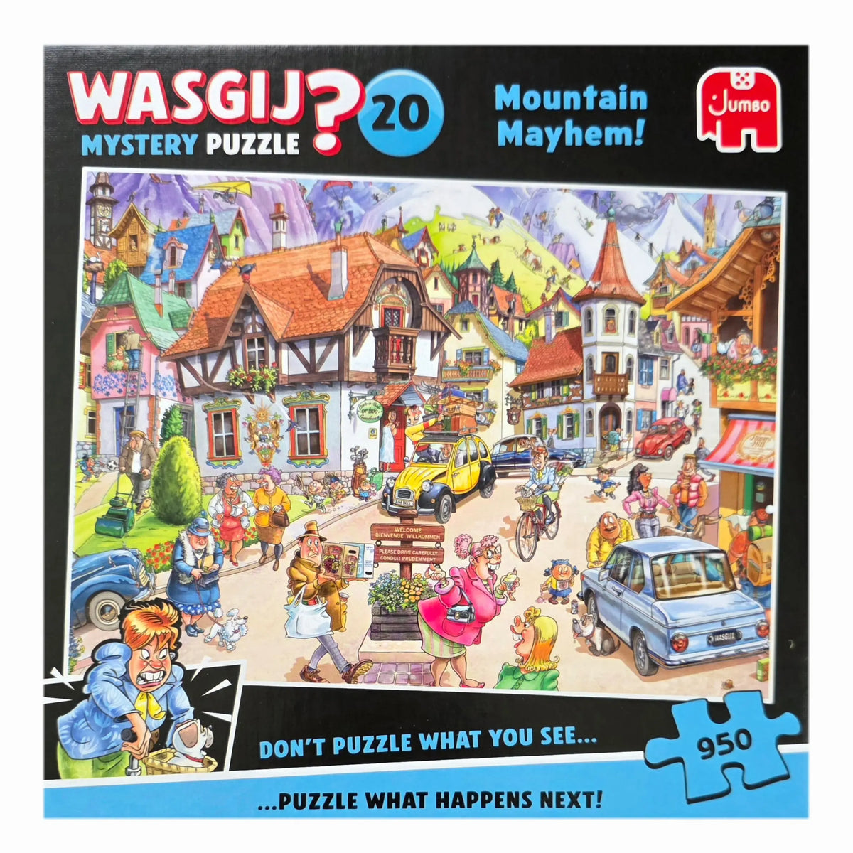 Voorkant van Wasgij Mystery 20 Vakantie in de Bergen met 950 stukjes en een bergstadje
